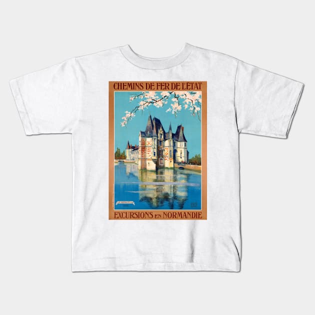 Vintage Travel Poster France Excusrions en Normandie Kids T-Shirt by vintagetreasure